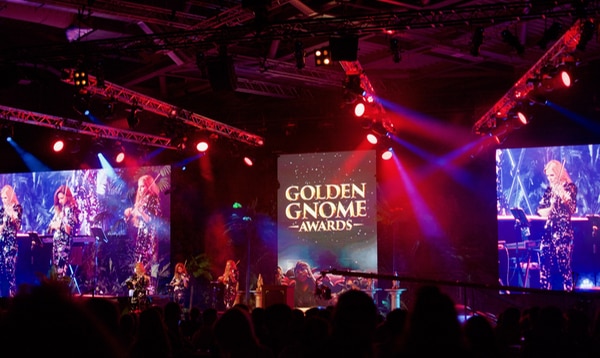 Musicians performing onstage at the Golden Gnome Awards during RuneFest 2019